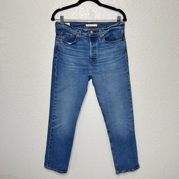 Levi's Wedgie Straight Fit Jeans Dark Wash Women 32 - Picture 2 of 9